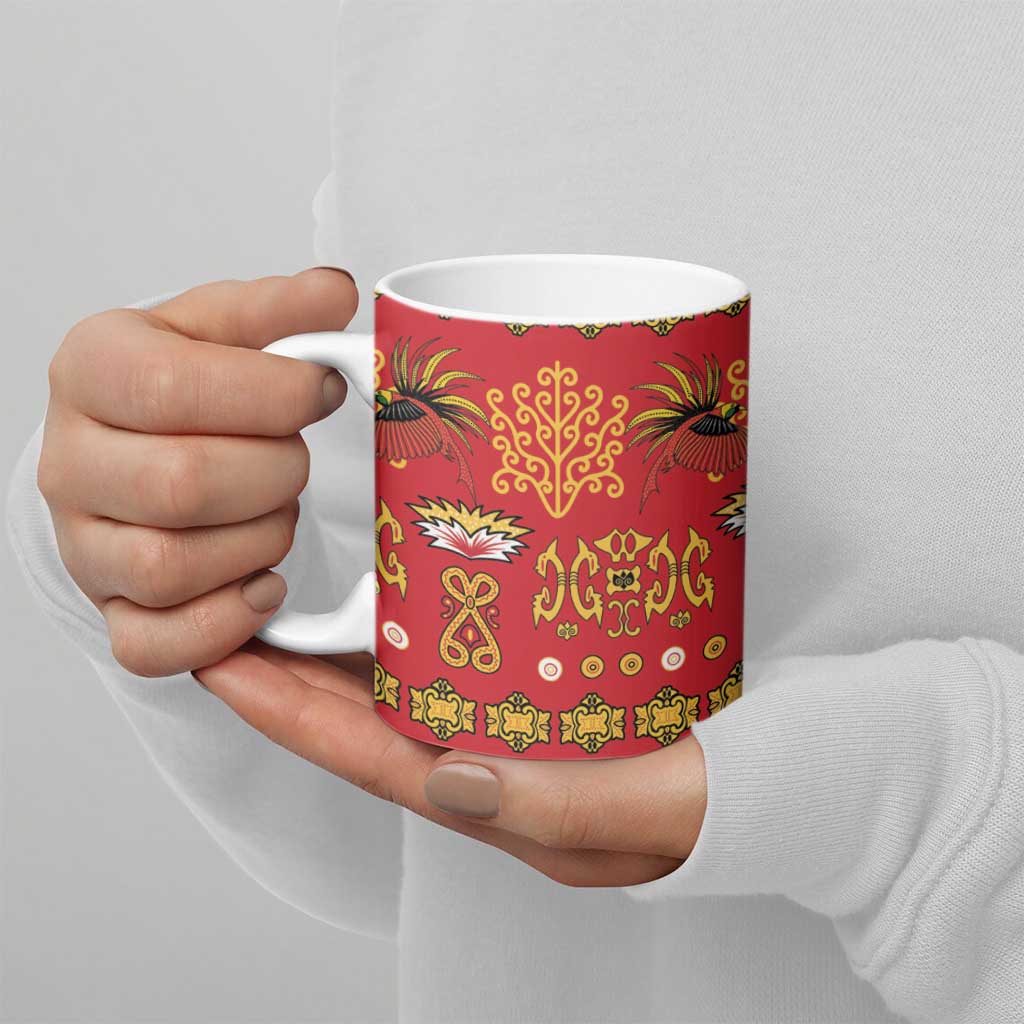 Papua Batik Motif Ceramic Mug Papua Spirit Red Version LT05 - Polynesian Pride