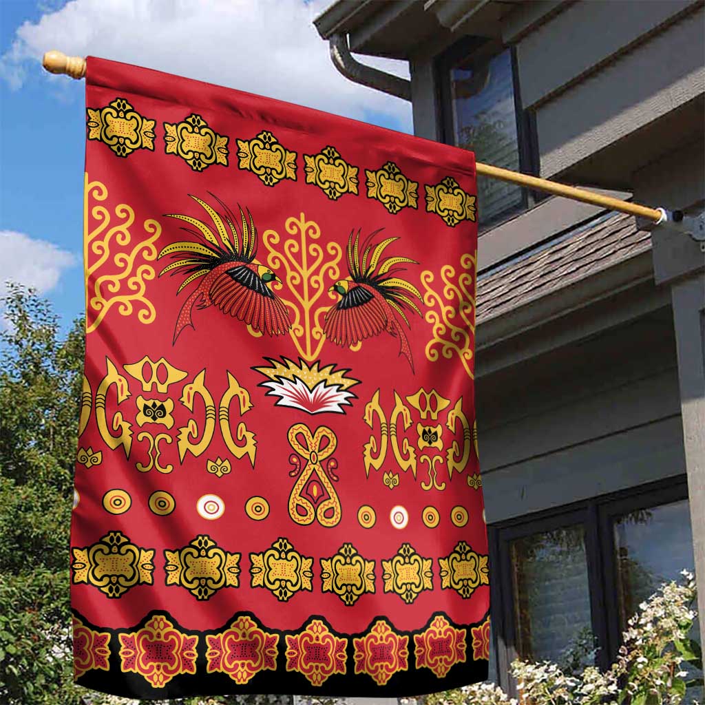 Papua Batik Motif Garden Flag Papua Spirit Red Version LT05 - Polynesian Pride