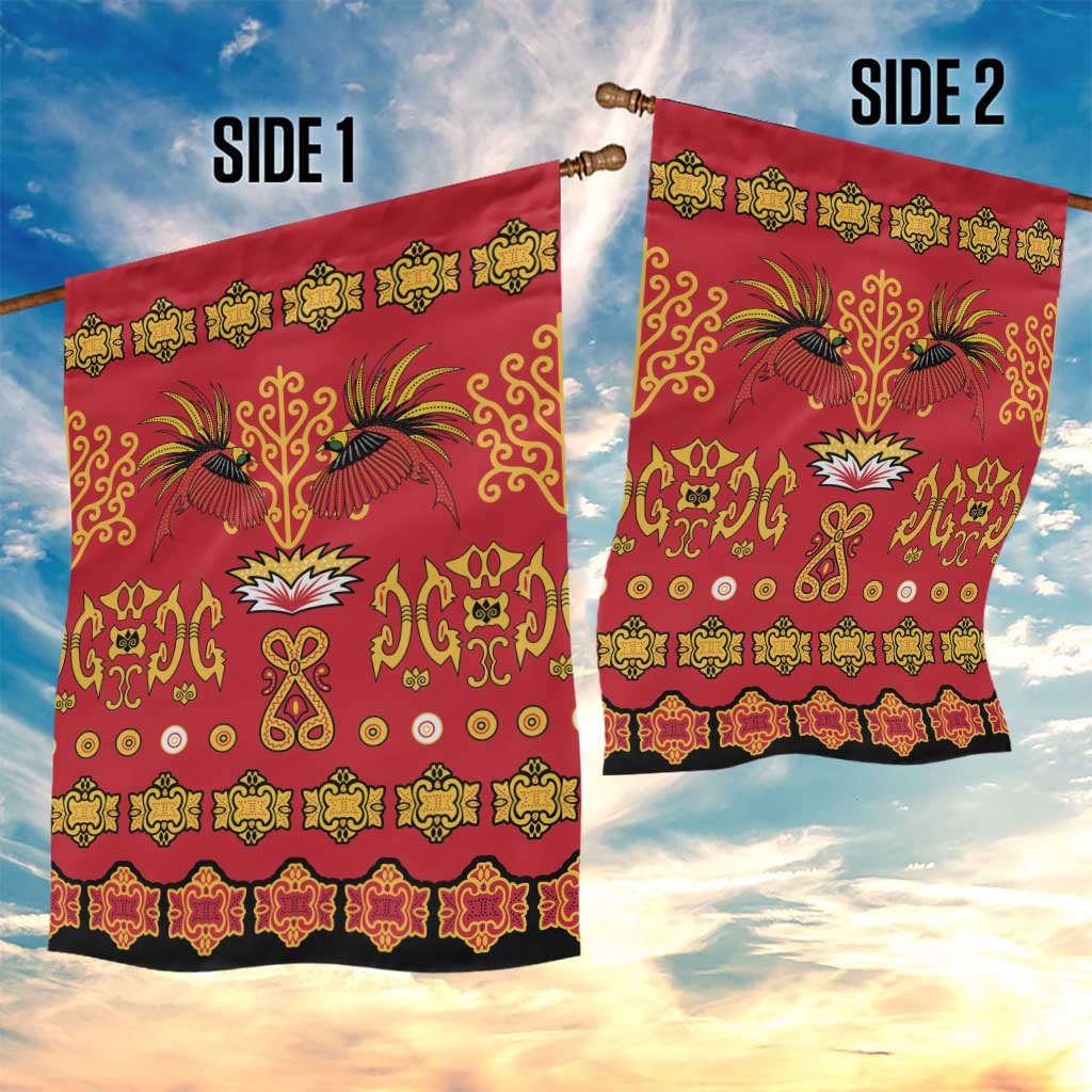 Papua Batik Motif Garden Flag Papua Spirit Red Version LT05 - Polynesian Pride