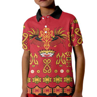 Papua Batik Motif Kid Polo Shirt Papua Spirit Red Version LT05 Kid Red - Polynesian Pride