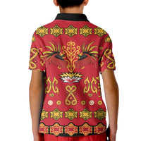 Papua Batik Motif Kid Polo Shirt Papua Spirit Red Version LT05 - Polynesian Pride