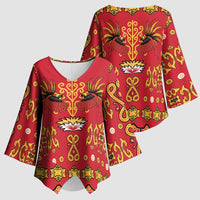 Papua Batik Motif Kimono Sleeve Blouse Papua Spirit Red Version LT05 - Polynesian Pride