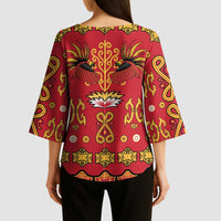 Papua Batik Motif Kimono Sleeve Blouse Papua Spirit Red Version LT05 - Polynesian Pride