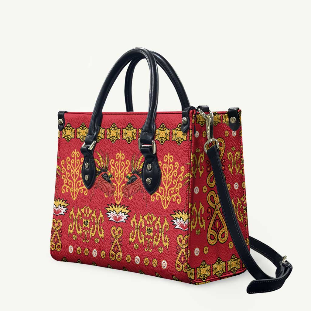Papua Batik Motif Leather Bag Papua Spirit Red Version LT05 Red - Polynesian Pride