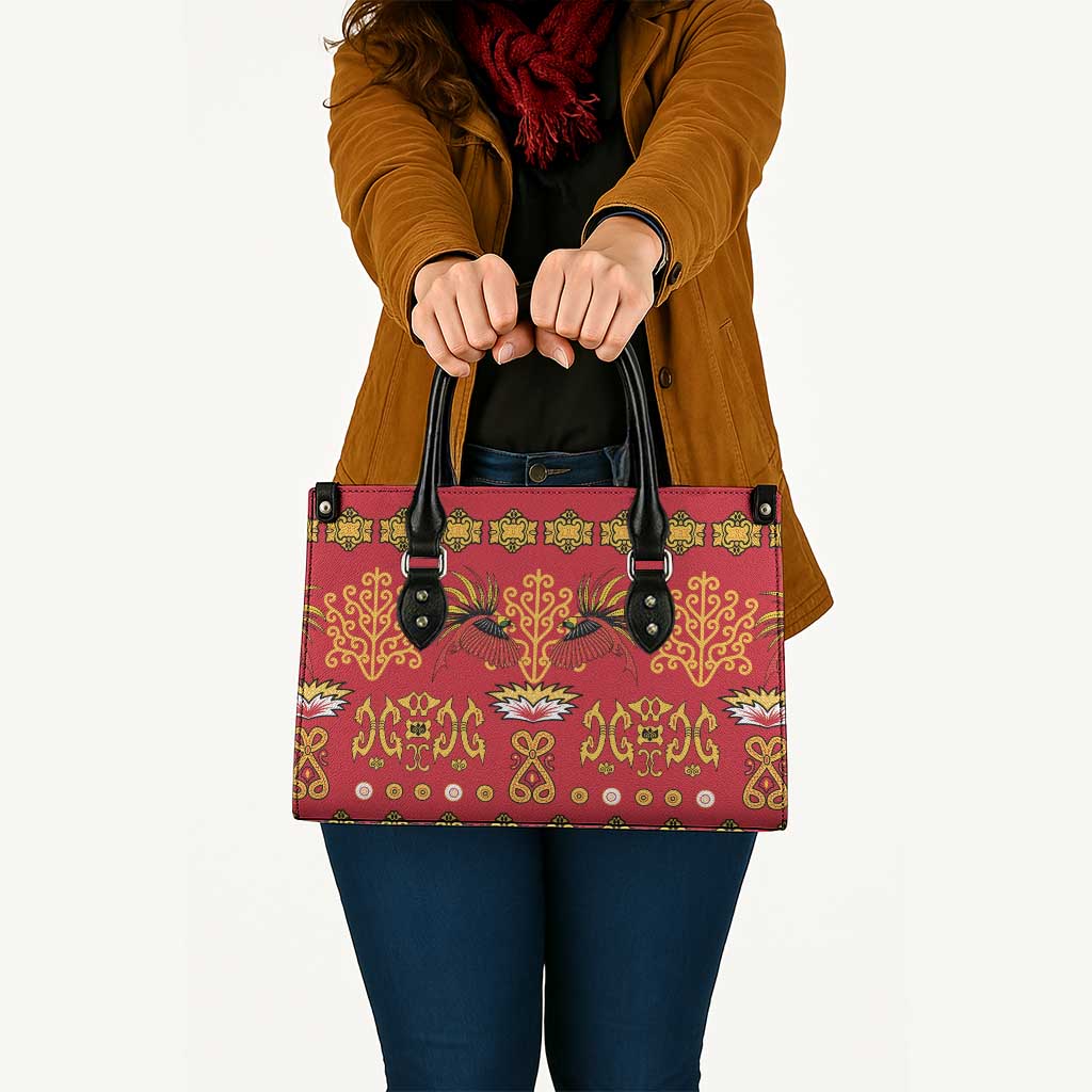 Papua Batik Motif Leather Bag Papua Spirit Red Version LT05 - Polynesian Pride