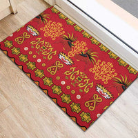 Papua Batik Motif Rubber Doormat Papua Spirit Red Version LT05 - Polynesian Pride