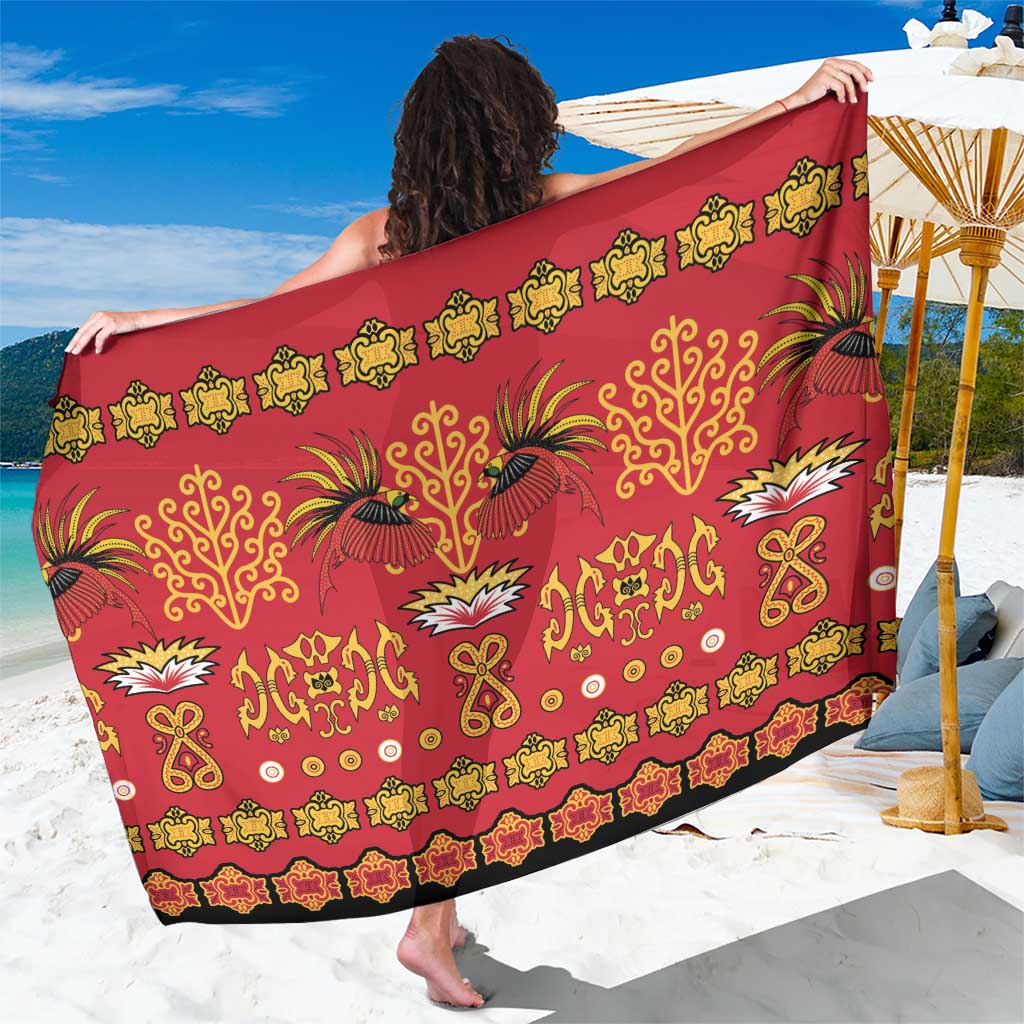 Papua Batik Motif Sarong Papua Spirit Red Version LT05 One Size 44 x 66 inches Red - Polynesian Pride