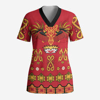 Papua Batik Motif Scrub Top Papua Spirit Red Version LT05 Adult Red - Polynesian Pride