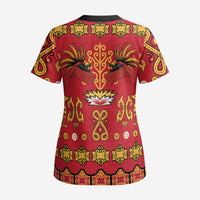 Papua Batik Motif Scrub Top Papua Spirit Red Version LT05 - Polynesian Pride