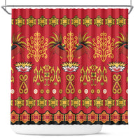 Papua Batik Motif Shower Curtain Papua Spirit Red Version LT05 Red - Polynesian Pride