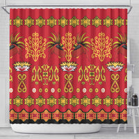 Papua Batik Motif Shower Curtain Papua Spirit Red Version LT05 - Polynesian Pride