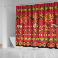 Papua Batik Motif Shower Curtain Papua Spirit Red Version LT05 - Polynesian Pride