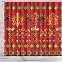 Papua Batik Motif Shower Curtain Papua Spirit Red Version LT05 - Polynesian Pride