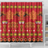 Papua Batik Motif Shower Curtain Papua Spirit Red Version LT05 - Polynesian Pride