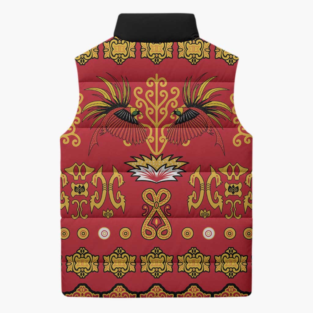 Papua Batik Motif Sleeveless Puffer Jacket Papua Spirit Red Version LT05 - Polynesian Pride