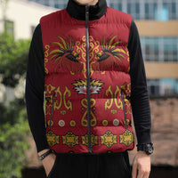 Papua Batik Motif Sleeveless Puffer Jacket Papua Spirit Red Version LT05 - Polynesian Pride