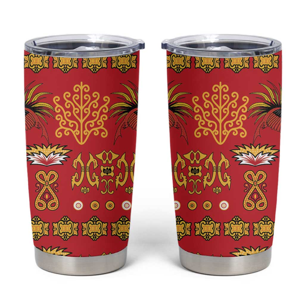 Papua Batik Motif Tumbler Cup Papua Spirit Red Version LT05 Red - Polynesian Pride