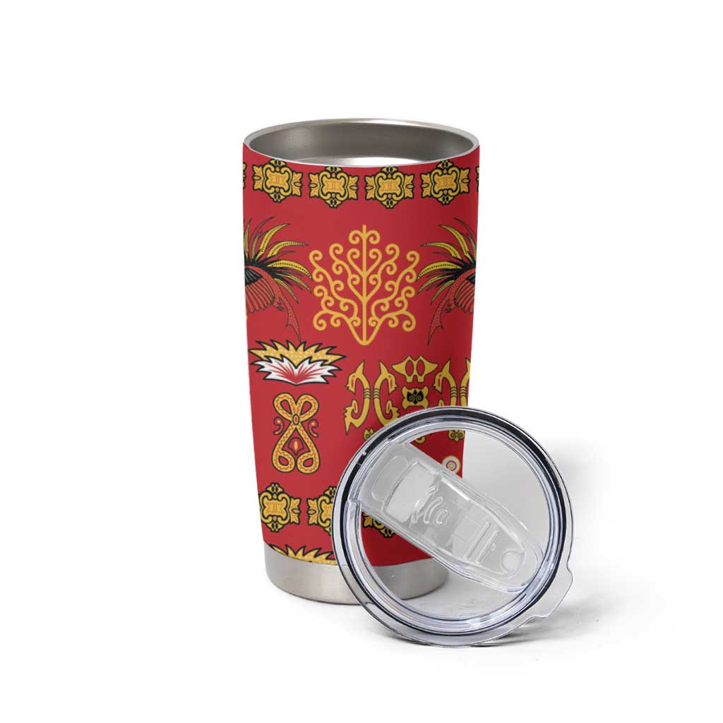 Papua Batik Motif Tumbler Cup Papua Spirit Red Version LT05 - Polynesian Pride