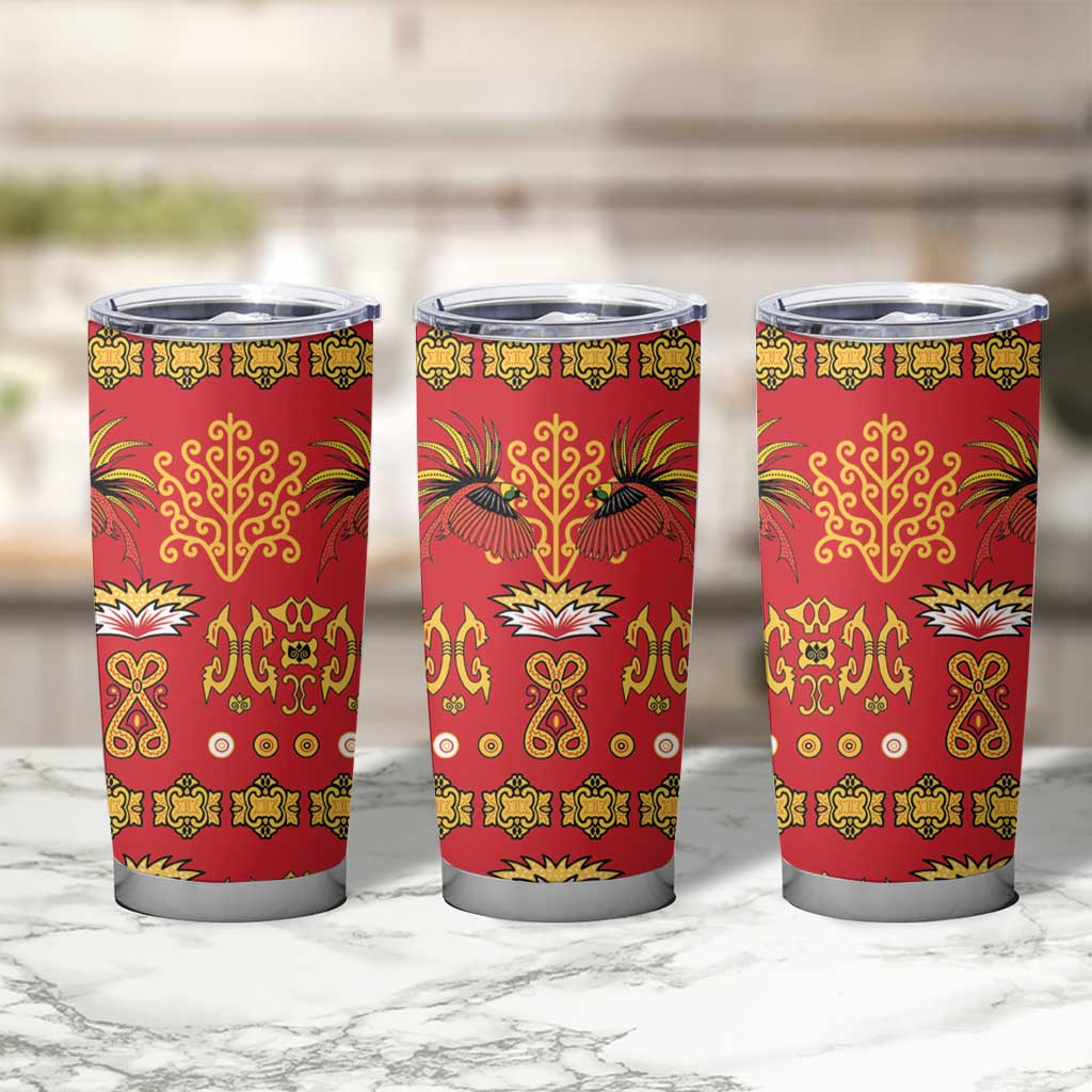 Papua Batik Motif Tumbler Cup Papua Spirit Red Version LT05 - Polynesian Pride