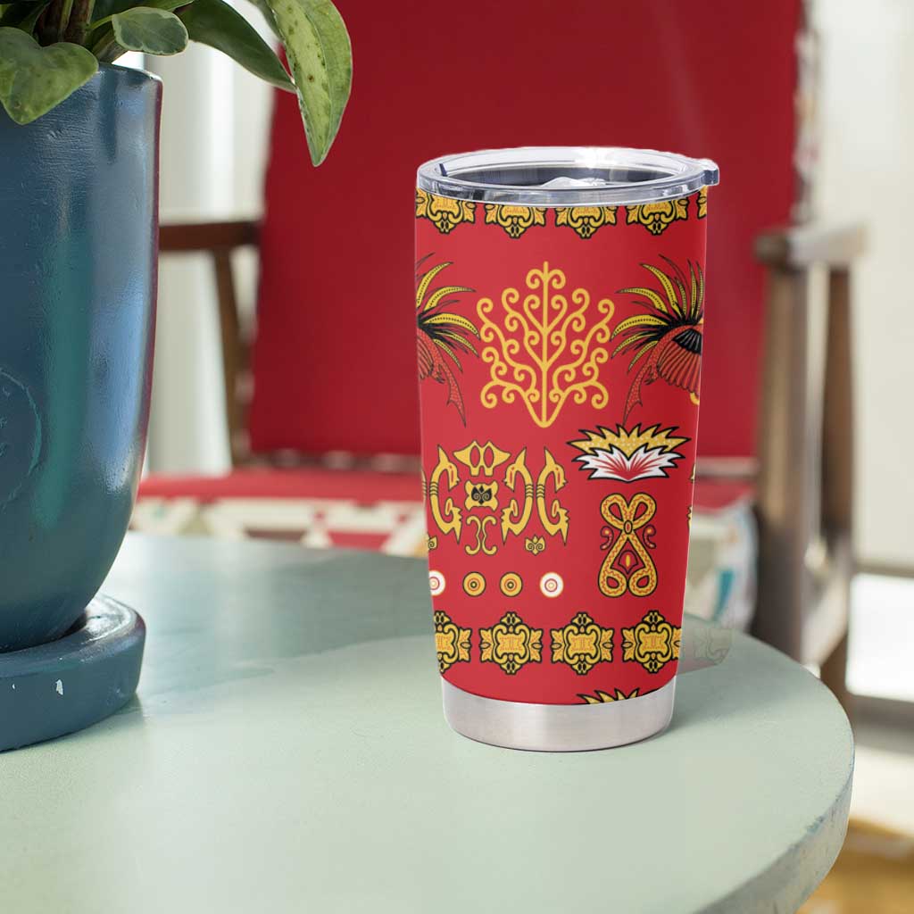 Papua Batik Motif Tumbler Cup Papua Spirit Red Version LT05 - Polynesian Pride