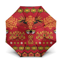 Papua Batik Motif Umbrella Papua Spirit Red Version LT05 One Size Folded 11.42 inch Opened Diameter 37.4 inch Red - Polynesian Pride