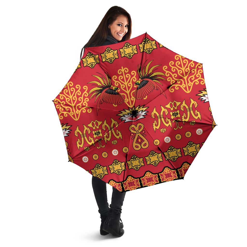 Papua Batik Motif Umbrella Papua Spirit Red Version LT05 - Polynesian Pride