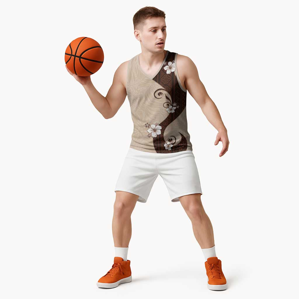 Polynesia Hibiscus Basketball Jersey Cameo Curve Motif LT05 - Polynesian Pride