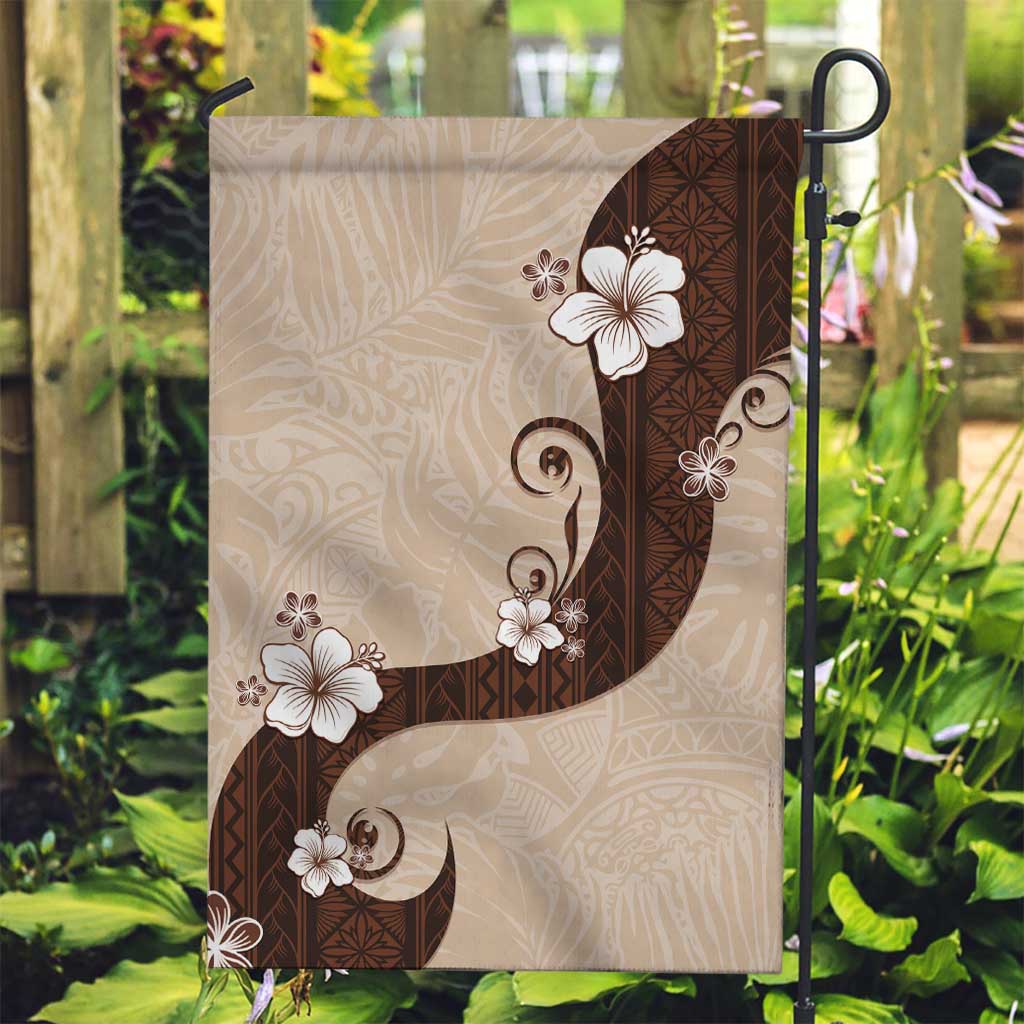 Polynesia Hibiscus Garden Flag Cameo Curve Motif LT05 Garden Flag Beige - Polynesian Pride