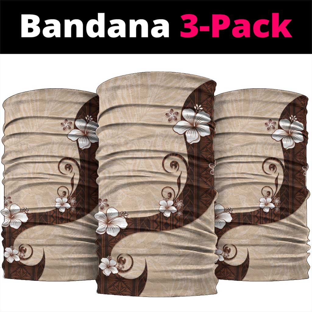 Polynesia Hibiscus Neck Gaiter Cameo Curve Motif LT05 package One Size: 25*50cm Beige - Polynesian Pride