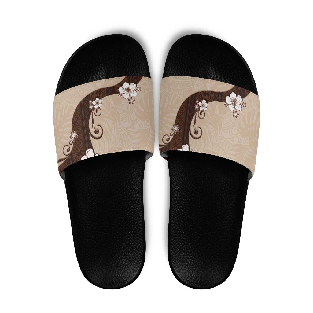 Polynesia Hibiscus Slide Sandals Cameo Curve Motif LT05 Beige - Polynesian Pride
