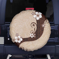 Polynesia Hibiscus Spare Tire Cover Cameo Curve Motif LT05 No hole Beige - Polynesian Pride