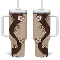 Polynesia Hibiscus Tumbler With Handle Cameo Curve Motif LT05 One Size: 40 oz Beige - Polynesian Pride