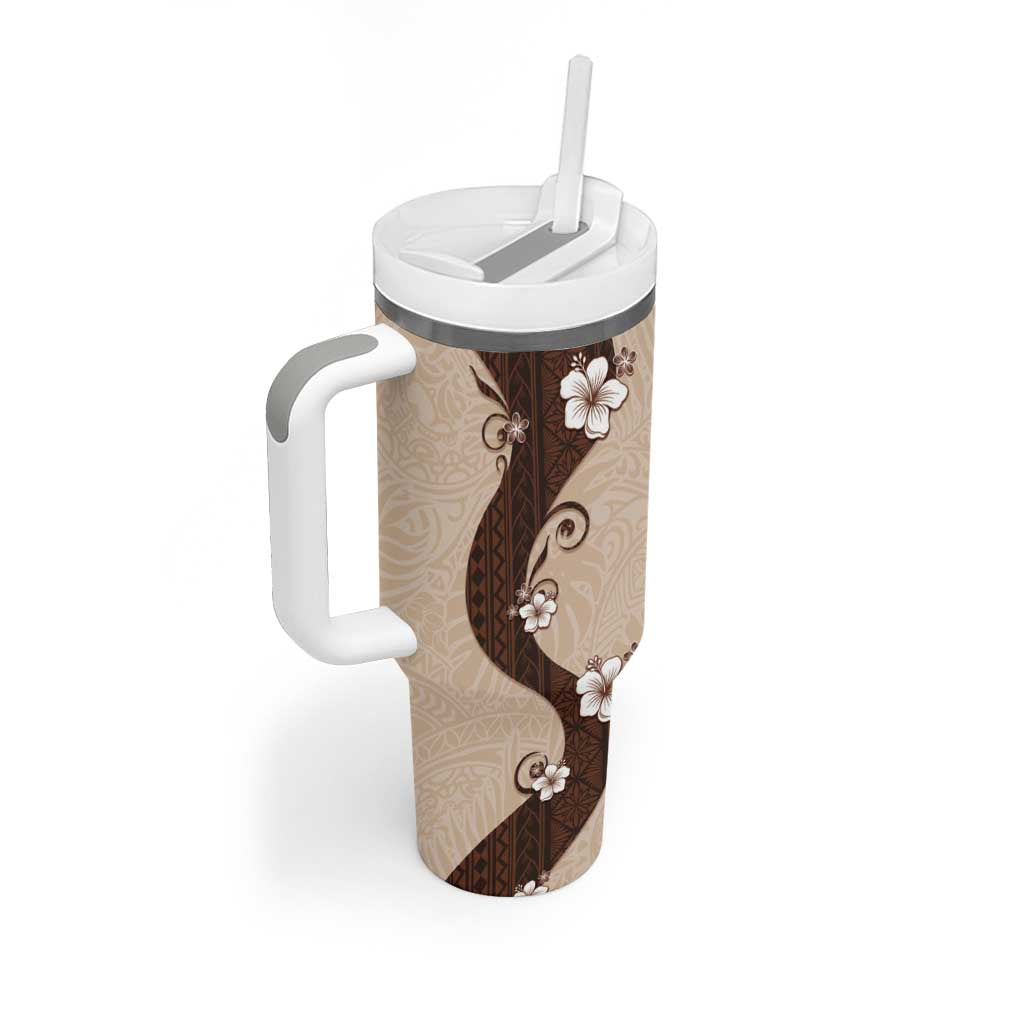Polynesia Hibiscus Tumbler With Handle Cameo Curve Motif LT05 - Polynesian Pride