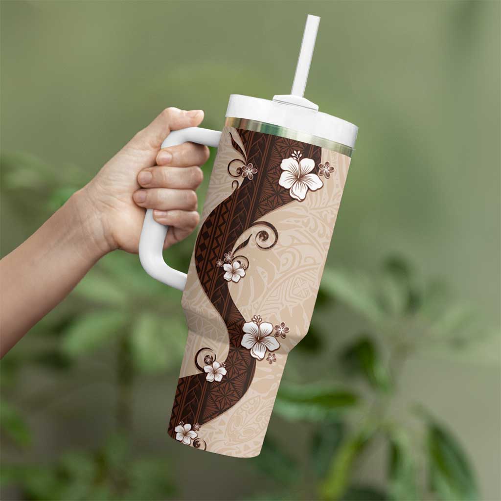 Polynesia Hibiscus Tumbler With Handle Cameo Curve Motif LT05 - Polynesian Pride