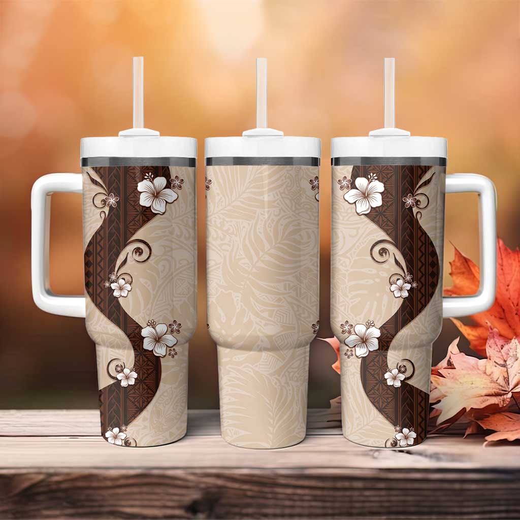 Polynesia Hibiscus Tumbler With Handle Cameo Curve Motif LT05 - Polynesian Pride