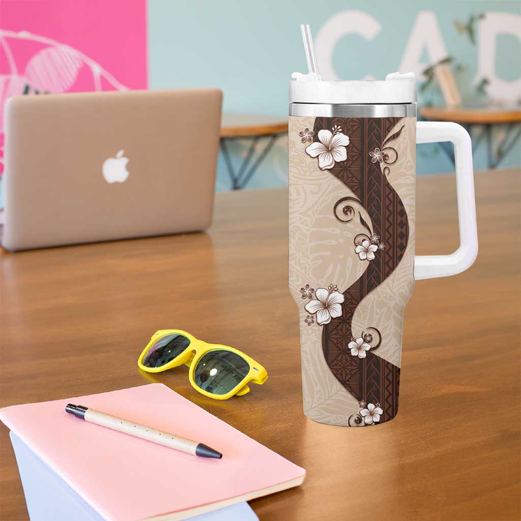 Polynesia Hibiscus Tumbler With Handle Cameo Curve Motif LT05 - Polynesian Pride