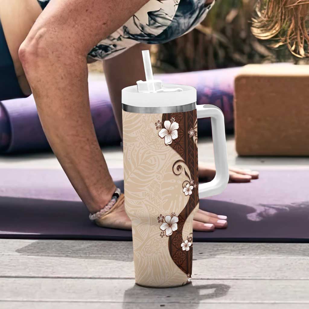 Polynesia Hibiscus Tumbler With Handle Cameo Curve Motif LT05 - Polynesian Pride