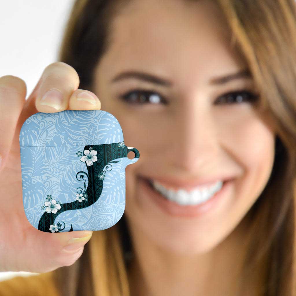 Polynesia Hibiscus AirPods Case Sky Blue Curve Motif LT05 Blue - Polynesian Pride
