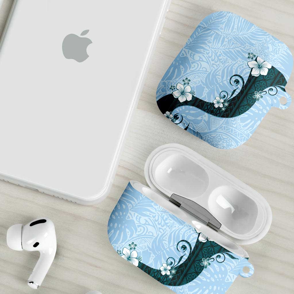 Polynesia Hibiscus AirPods Case Sky Blue Curve Motif LT05 - Polynesian Pride