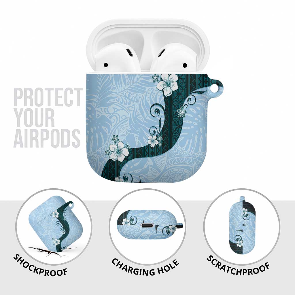 Polynesia Hibiscus AirPods Case Sky Blue Curve Motif LT05 - Polynesian Pride