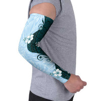 Polynesia Hibiscus Arm Sleeves Sky Blue Curve Motif LT05 - Polynesian Pride