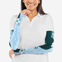 Polynesia Hibiscus Arm Sleeves Sky Blue Curve Motif LT05 - Polynesian Pride