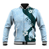 Polynesia Hibiscus Baseball Jacket Sky Blue Curve Motif LT05 Unisex Blue - Polynesian Pride