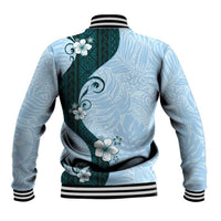Polynesia Hibiscus Baseball Jacket Sky Blue Curve Motif LT05 - Polynesian Pride