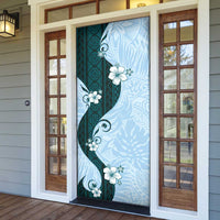 Polynesia Hibiscus Door Cover Sky Blue Curve Motif LT05 - Polynesian Pride