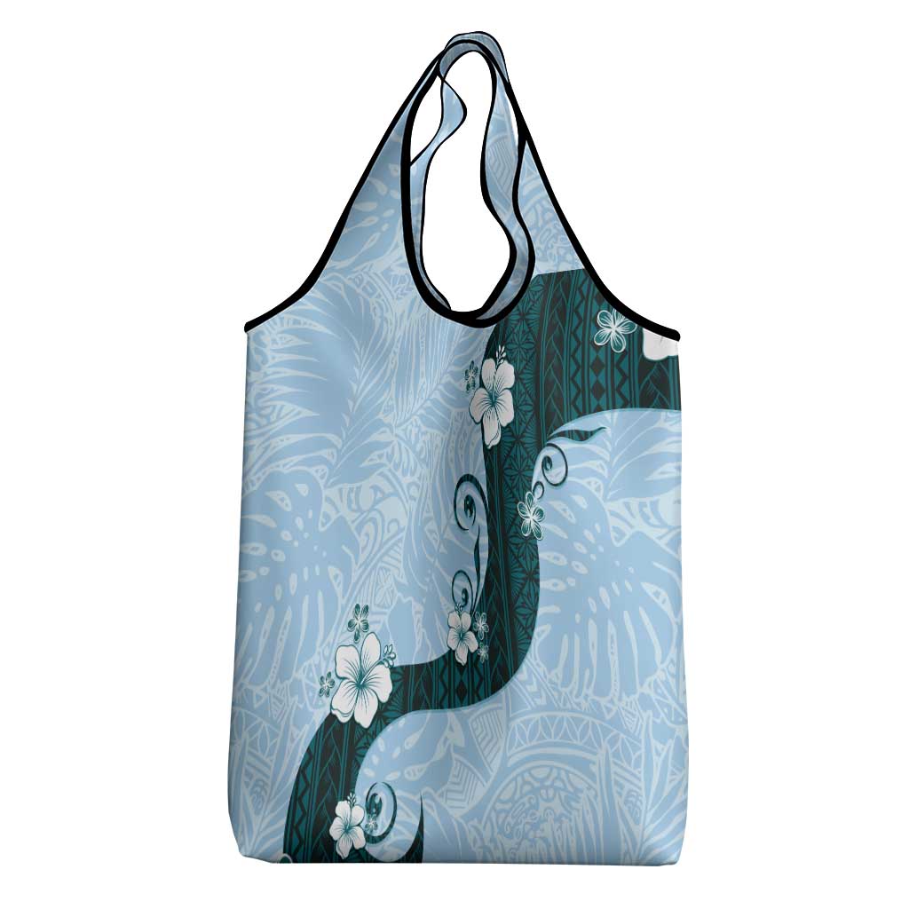 Polynesia Hibiscus Grocery Bag Sky Blue Curve Motif LT05 - Polynesian Pride