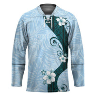 Polynesia Hibiscus Hockey Jersey Sky Blue Curve Motif LT05 Unisex Blue - Polynesian Pride