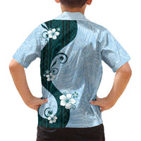 Polynesia Hibiscus Kid Hawaiian Shirt Sky Blue Curve Motif LT05 - Polynesian Pride