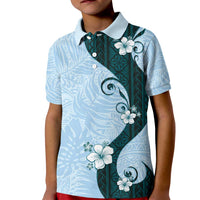 Polynesia Hibiscus Kid Polo Shirt Sky Blue Curve Motif LT05 Kid Blue - Polynesian Pride