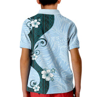 Polynesia Hibiscus Kid Polo Shirt Sky Blue Curve Motif LT05 - Polynesian Pride